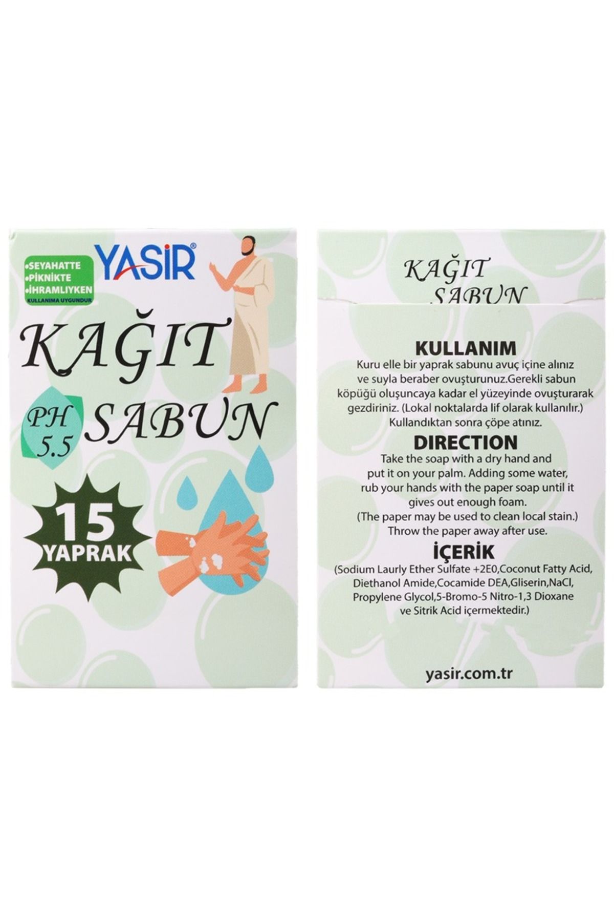 Yasir Hac ve umre için 3 adet kokusuz kağıt sabun seyahat için kokusuz sabun kağıt