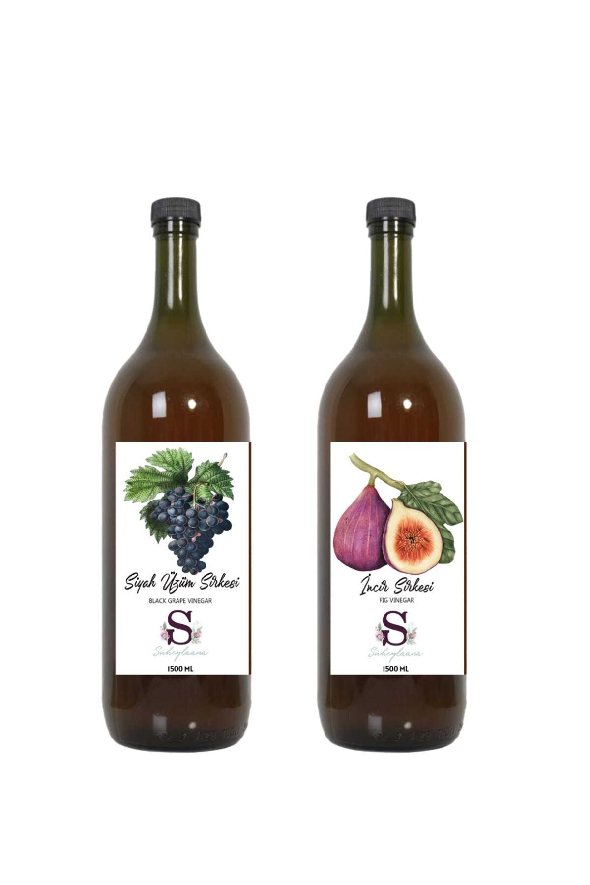 Süheylaana Doğal Siyah Üzüm Sirkesi 1500 Ml - Doğal İncir Sirkesi 1500 Ml