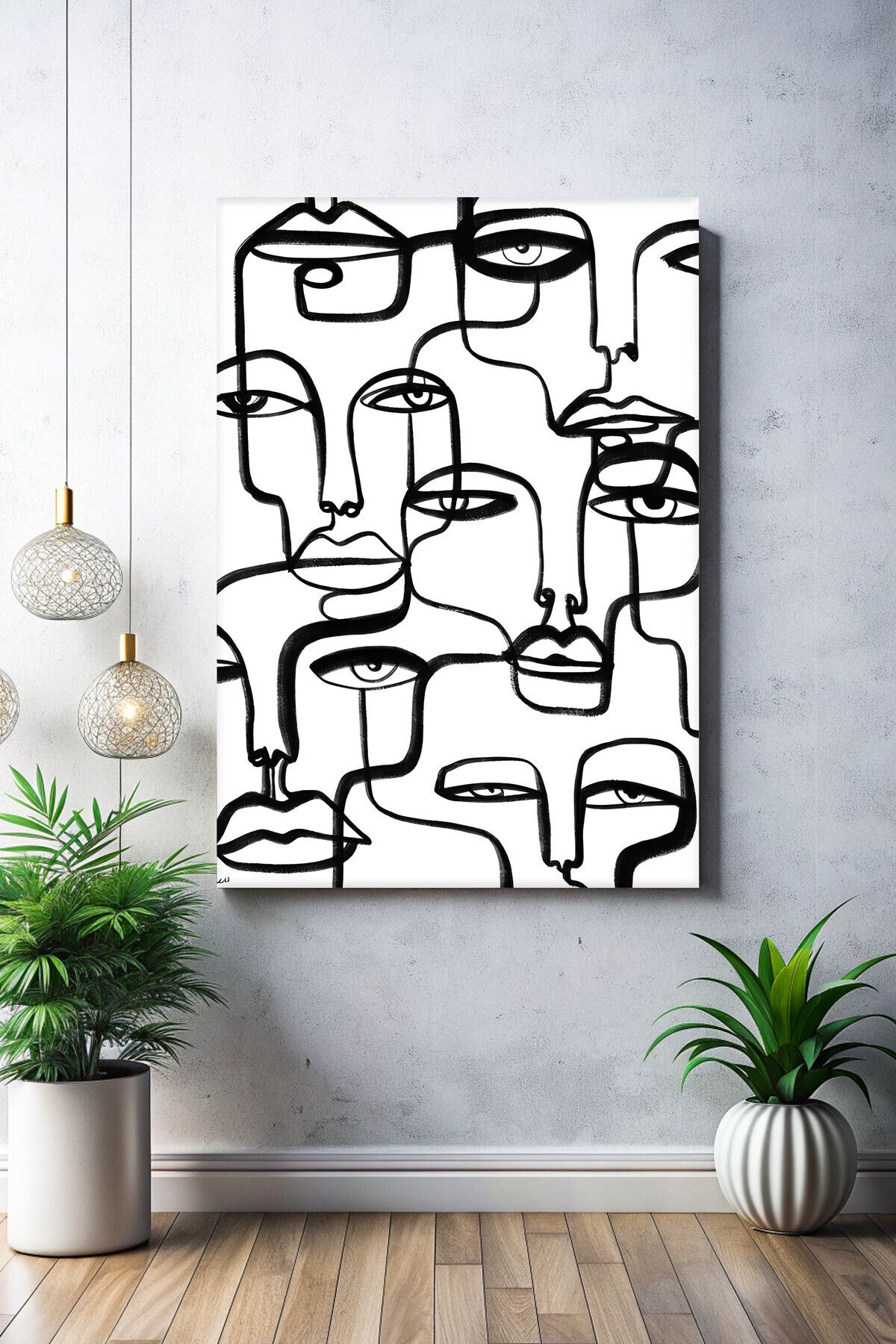 KanvasSepeti Soyut Yüzler Sanat Kanvas Tablo - Duvar Tablosu - Canvas Tablo - Duvar Dekorasyonu - Duvar Süsü