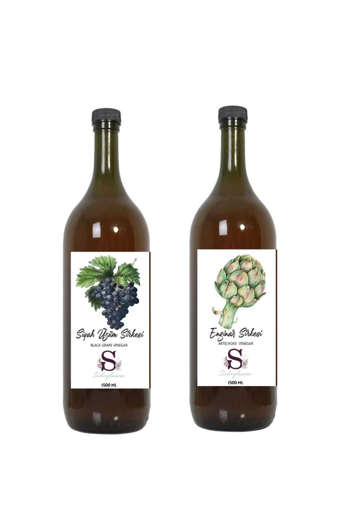 Süheylaana Doğal Siyah Üzüm Sirkesi 1500 Ml - Doğal Enginar Sirkesi 1500 Ml