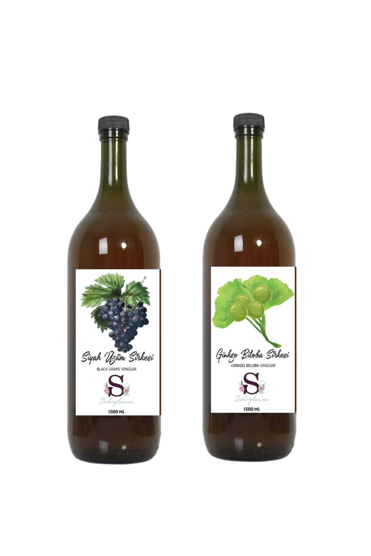 Süheylaana Doğal Siyah Üzüm Sirkesi 1500 Ml - Doğal Ginkgo Biloba Sirkesi 1500 Ml