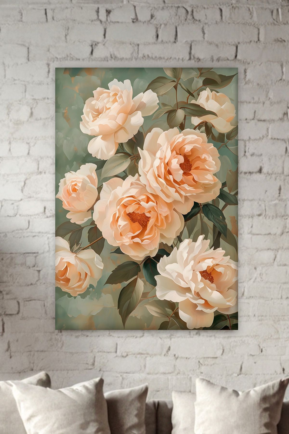 KanvasSepeti Soft Renkler Vintage Çiçekler Kanvas Tablo - Duvar Tablosu - Canvas Tablo - Duvar Dekorasyonu