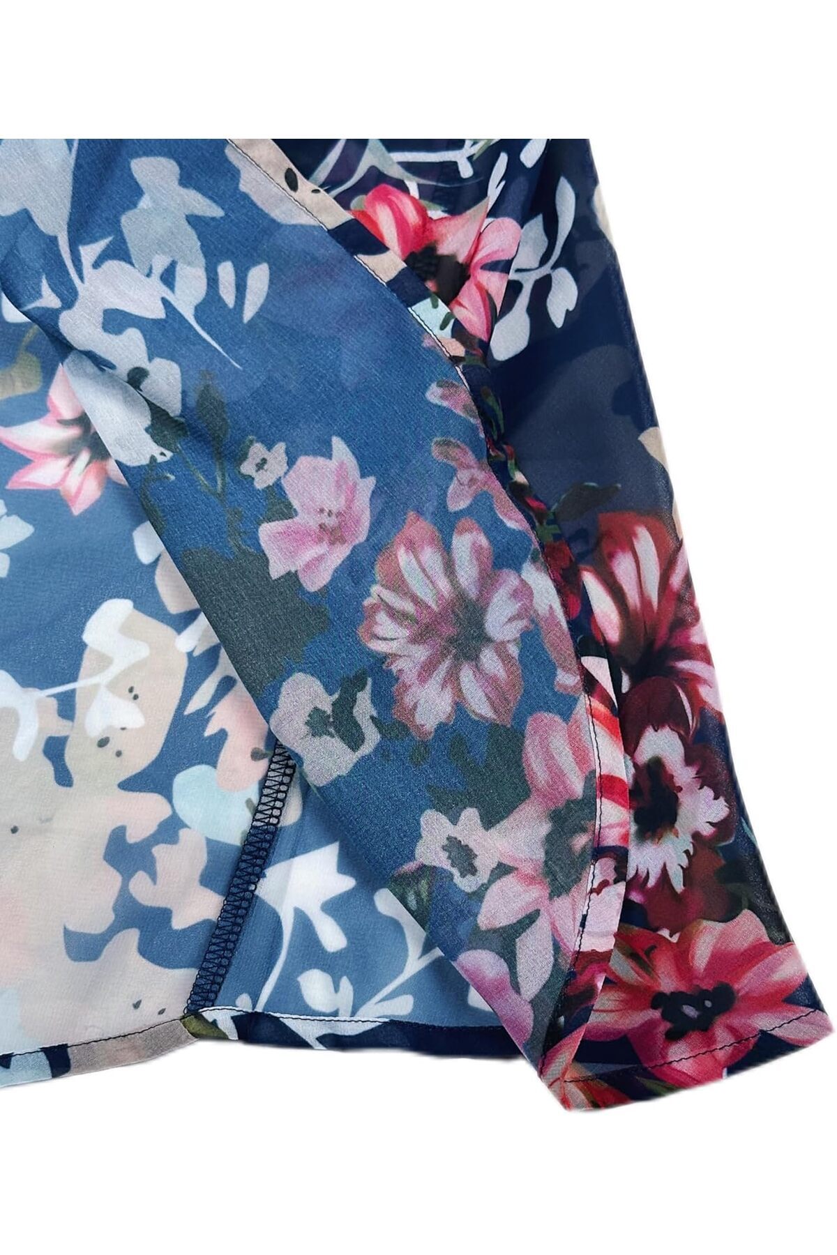 كارديجان كيمونو صيفي طويل فضفاض للنساء بتصميم شيفون بوهو مزهر من بونكا