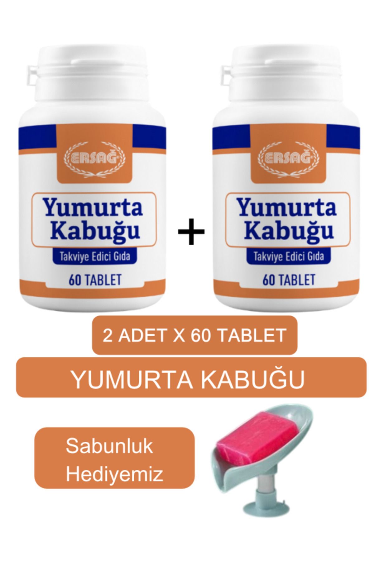 Ersağ Yumurta Kabuğu Takviye Edici Gıda 2 Kutu - Sabunluk Hediyemiz 2068-2