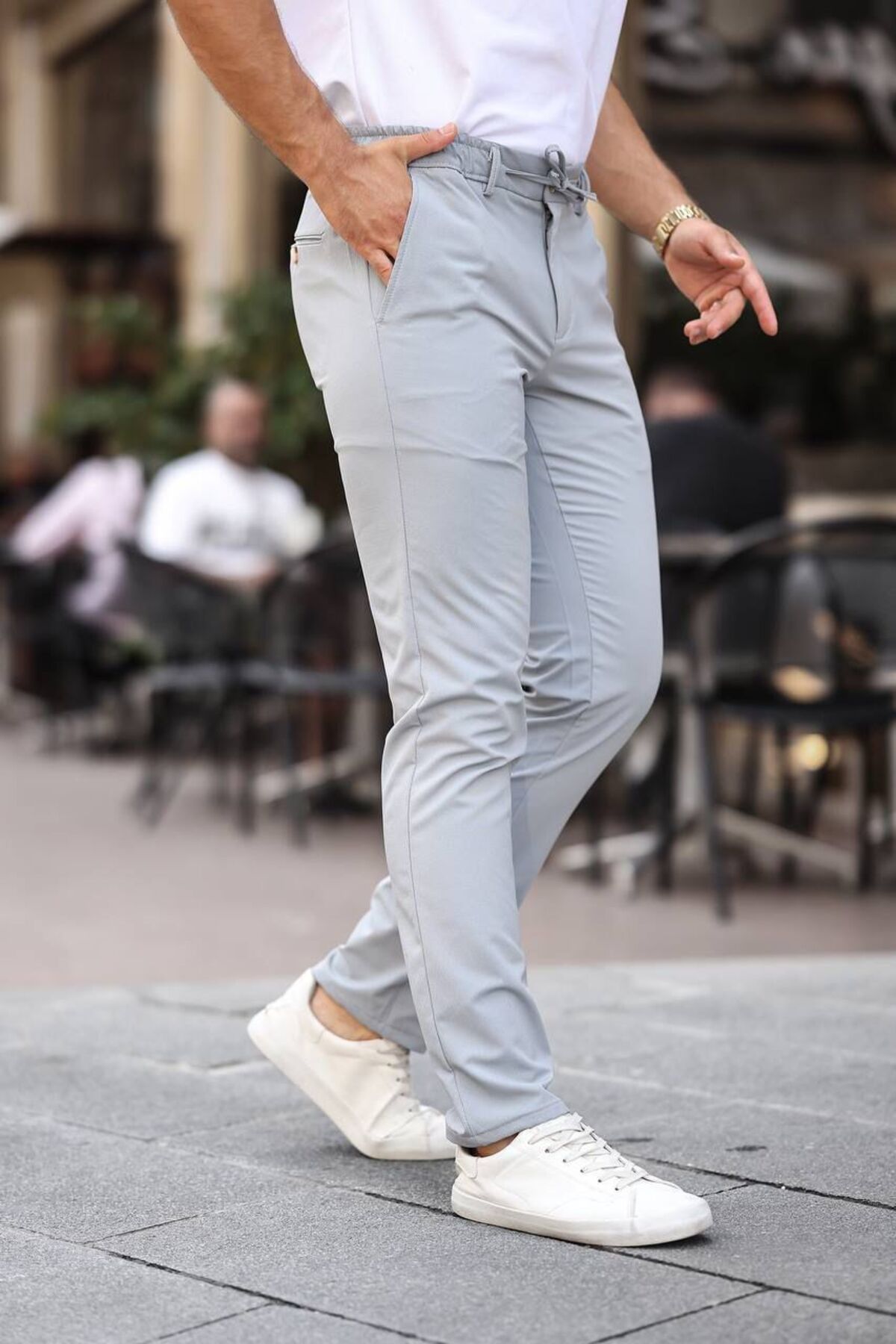 Alpha star Dokuma kendiliğinden desenli jogger pantolon