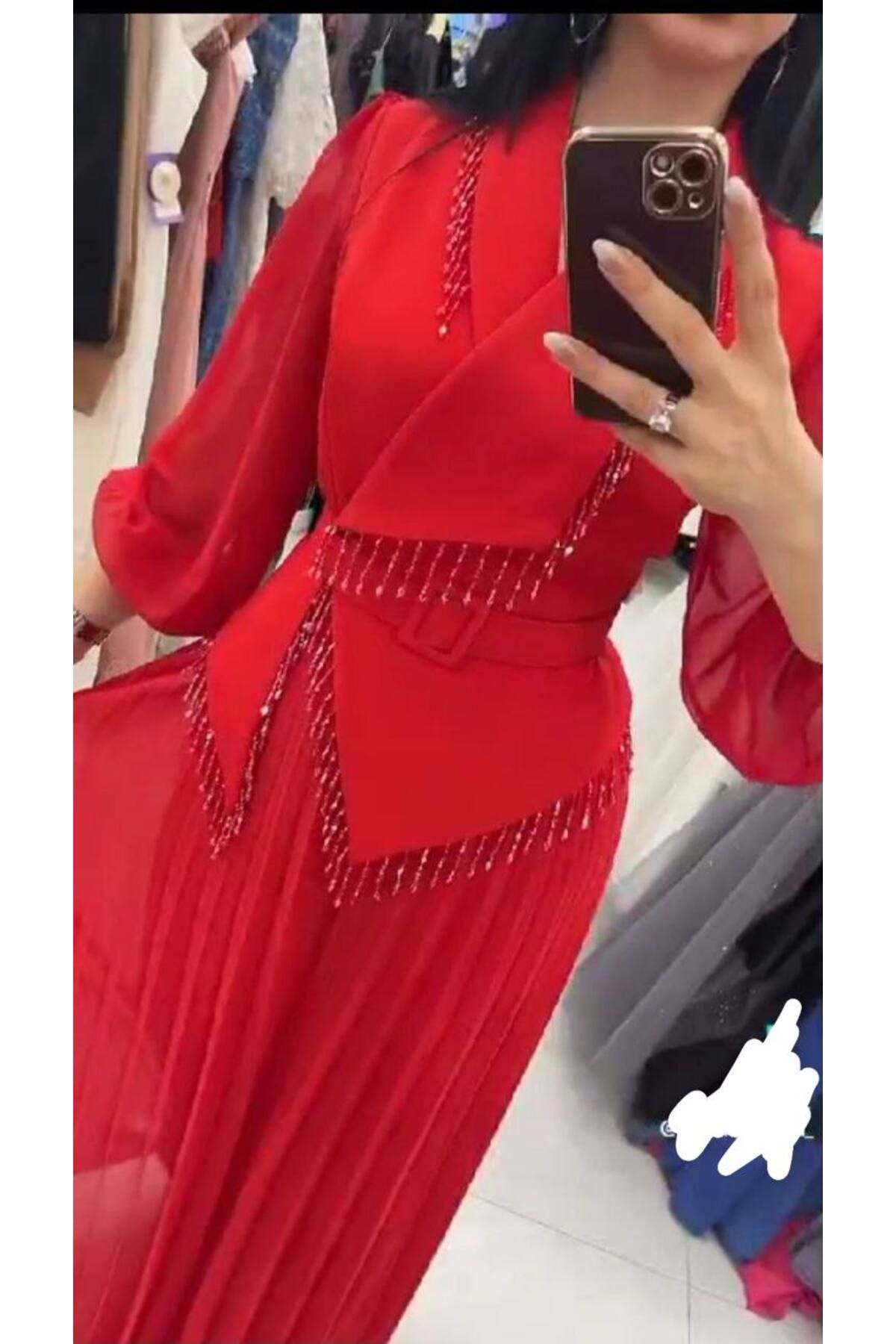 guller tekstil KADIN DABIL KUMAŞTAN EFSANE TAŞLI TULUM