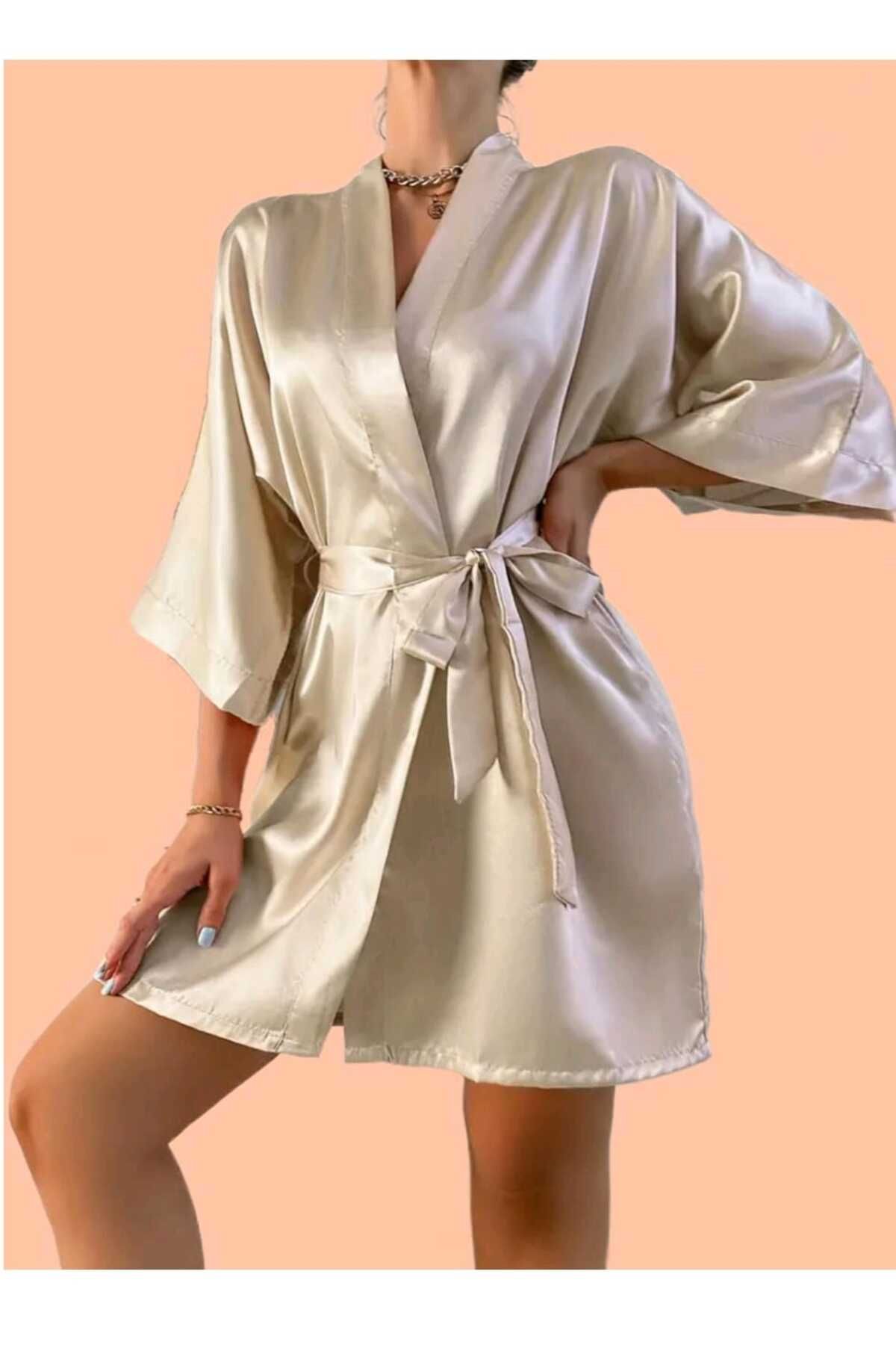 ARB Saten Sabahlık Gecelik Bride Sabahlık Gelin Nedime Gecelik STANDART OVERSİZE
