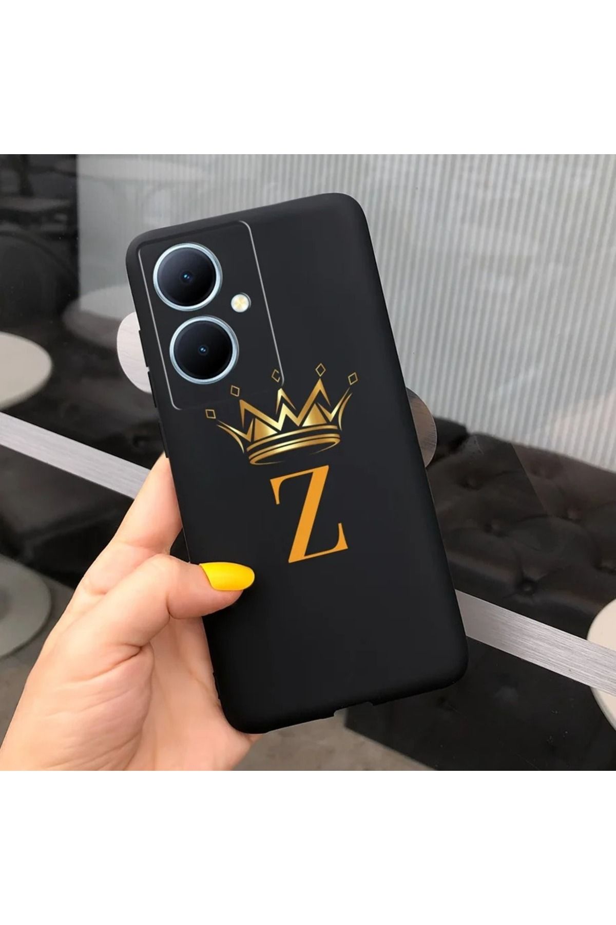Rotaks Vivo V29 Lite 5g Uyumlu Harfli Taç Baskılı Kişiye Özel Silikon Telefon Kılıfı - Z