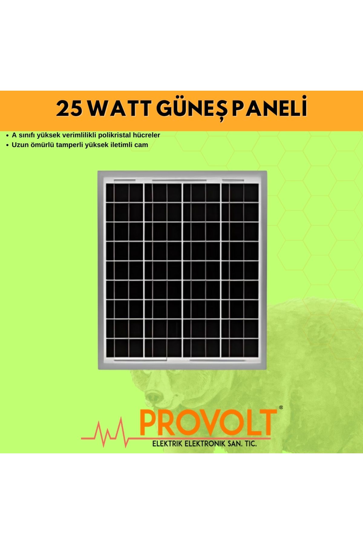 PROVOLT Elektrikli Çit Sistemi 25 Watt Güneş Paneli