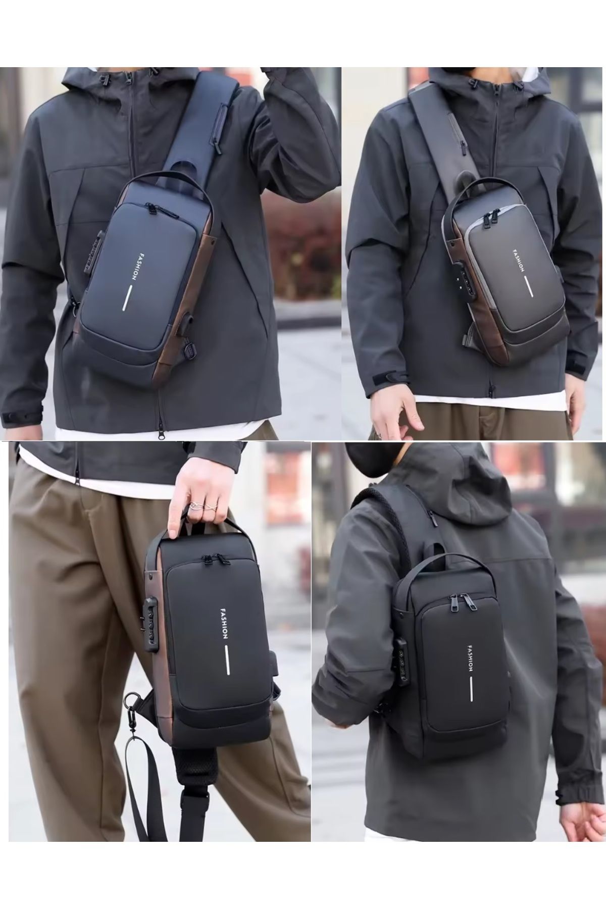 OYUNCAKSAHİLİ Omuz Çantası Hırsızlığa Karşı Seyahat Okul Göğüs Çantası Usbli Şifreli Su Geçirmez Crossbody Çanta