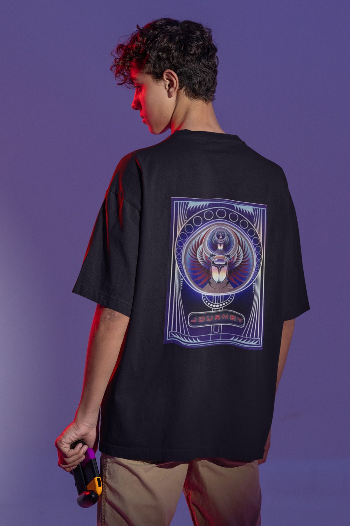 MAGORS JOURNEY SIRT BASKILI BİSİKLET YAKA PAMUKLU OVERSIZE KALIP KISA KOLLU UNİSEX TSHIRT