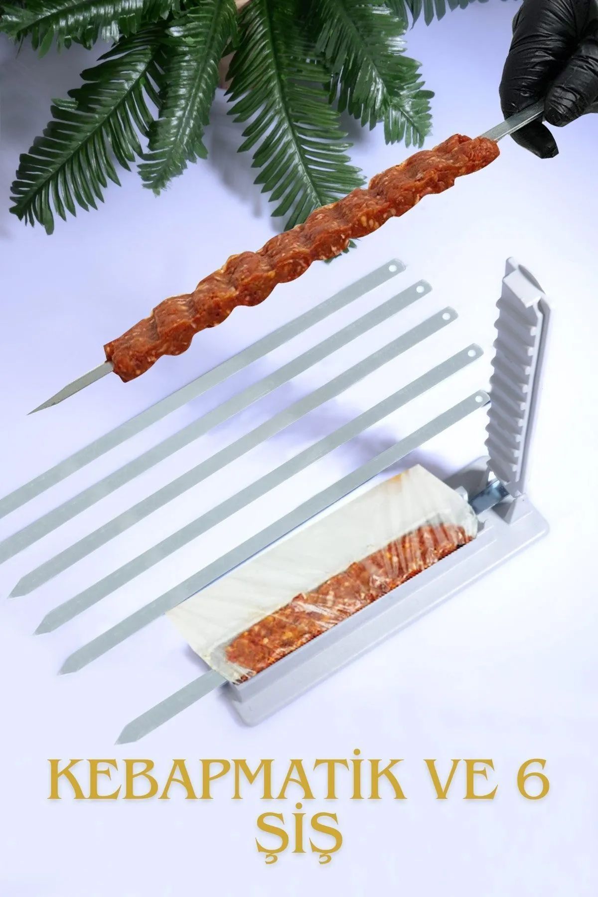Home 6 Adet Şişli Kebapmatik Adana Urfa Kebap Kalıbı Aparatı Pratik Hızlı Kebap Yapma Seti