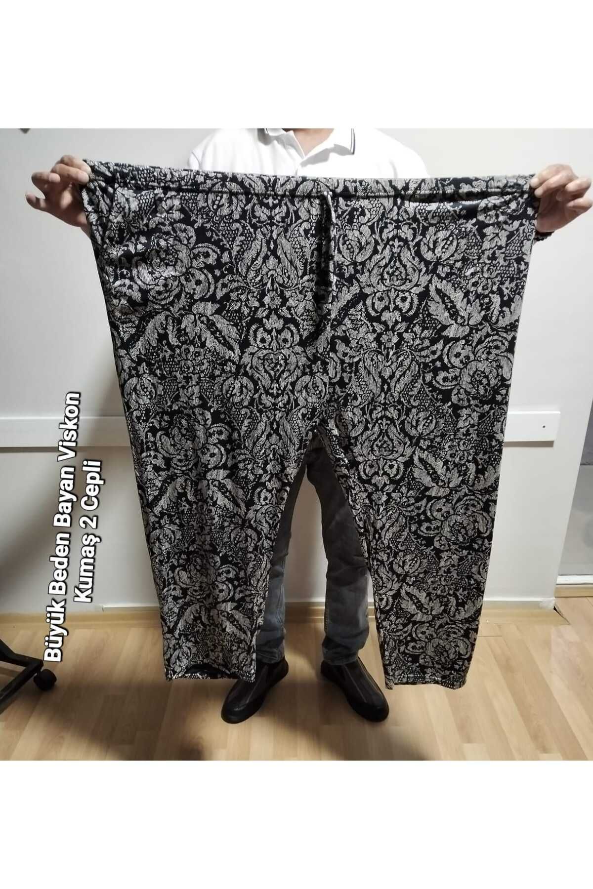 BOYA MODA BÜYÜK BATTAL JUMBO BEDEN VİSKON KUMAŞ 2 CEPLİ EŞOFMAN ALTI PANTOLON
