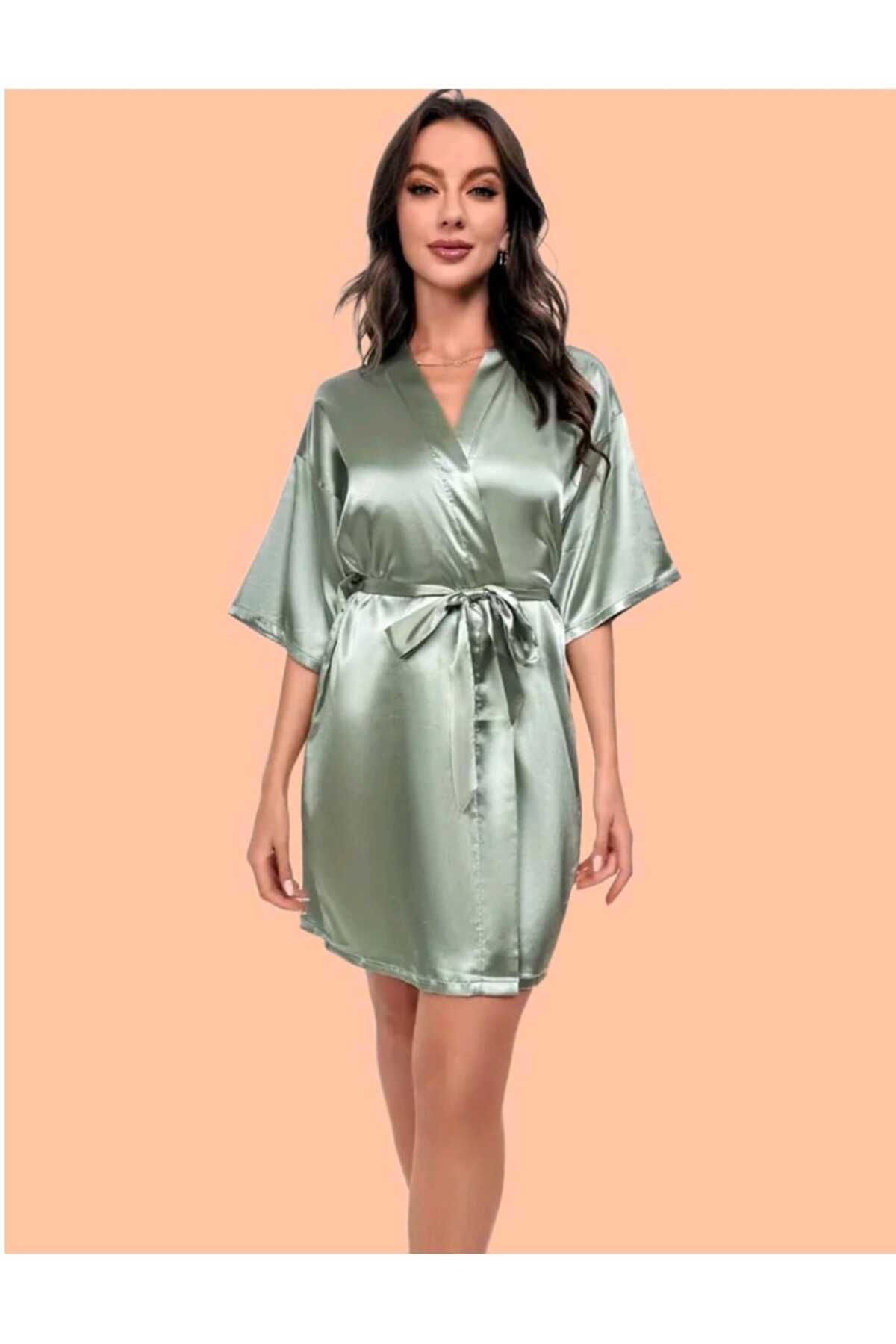 ARB Saten Sabahlık Gecelik Bride Sabahlık Gelin Nedime Gecelik STANDART OVERSİZE