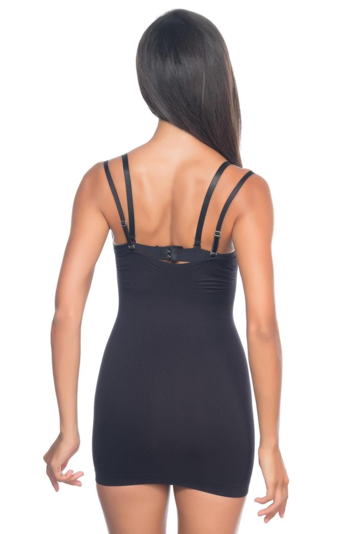 ASFSTORE SİYAH MI Emay 5043 Göğsü Açık Masajlı Korse