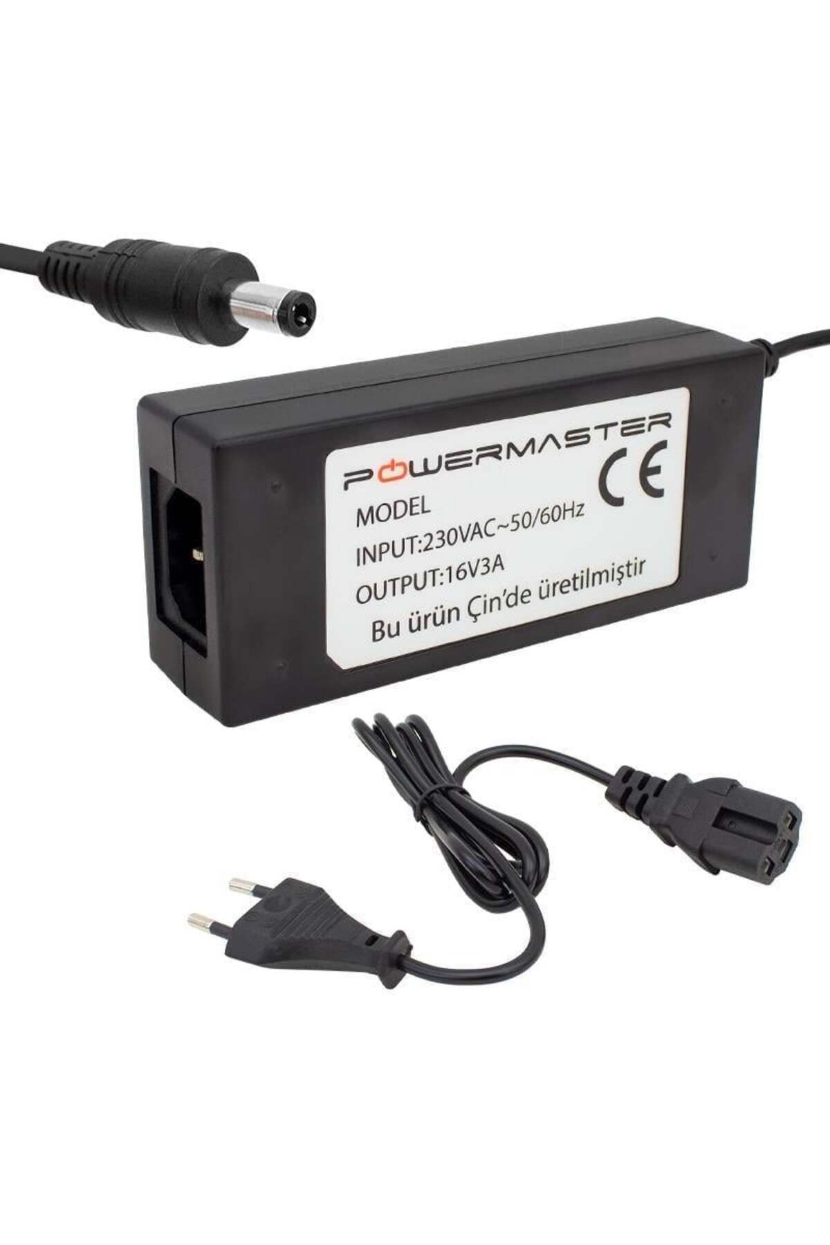 Powermaster PM-14311 16 Volt - 3 Amper 5.5*2.5 Mm Uçlu Plastik Kasa Santral Adaptörü (Masaüstü)