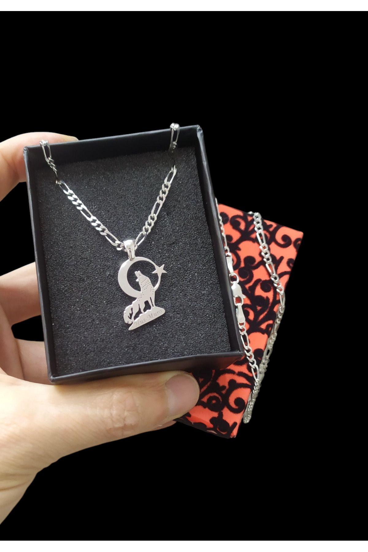 MODA Modahilye 925 Ayar Gümüş Bozkurt Ayyıldız Kolye