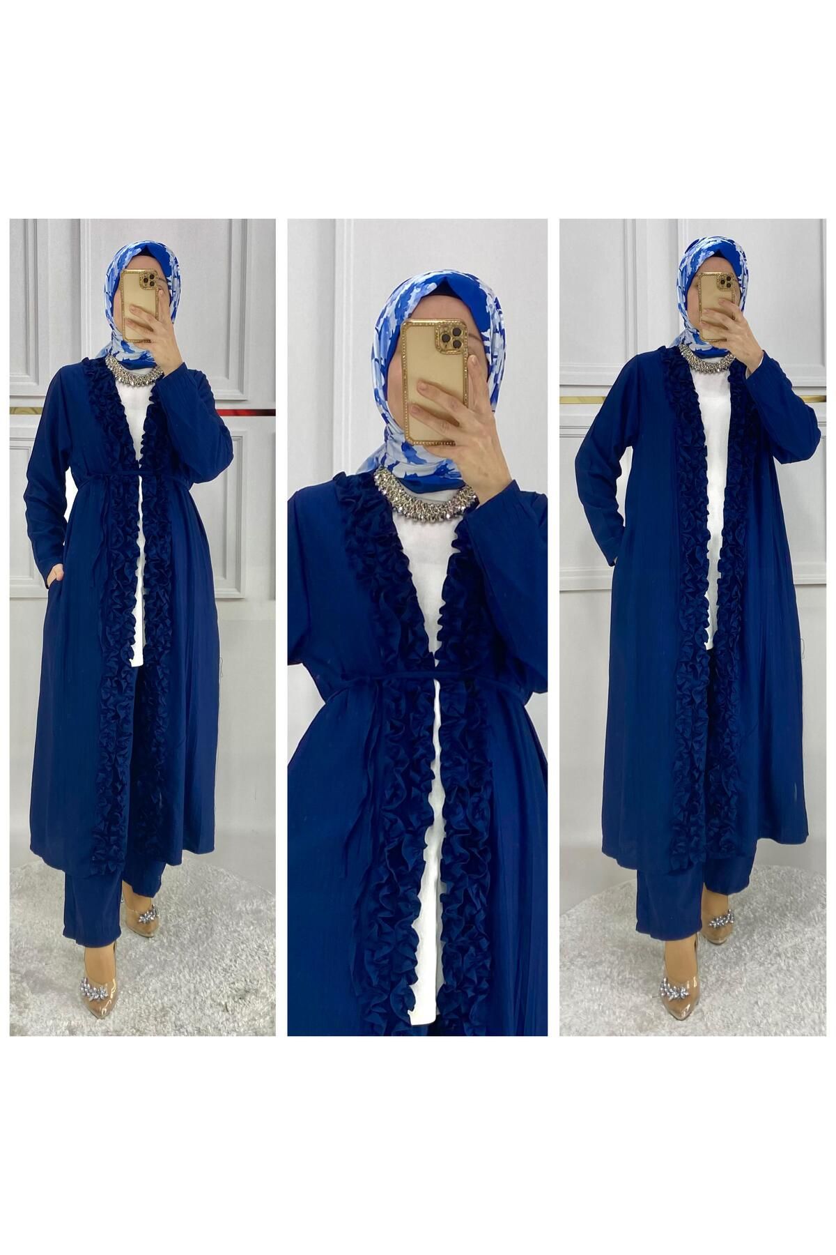 PIRLANTA GİYİM KADIN ÇİLEK KUMAŞ FIRFIRLI TESETTÜR TAKIM - 388