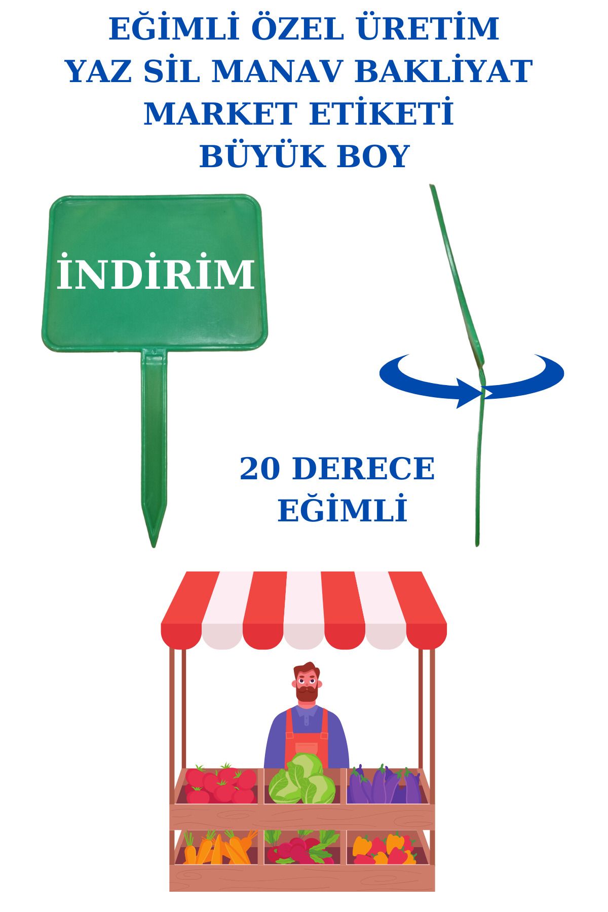 Manken İstanbul 50 Adet Açılı Büyük Boy Eğimli Yaz Sil Sapla Bakliyat Etiketliği Manav Etiketliği Pazarcı Etiketi
