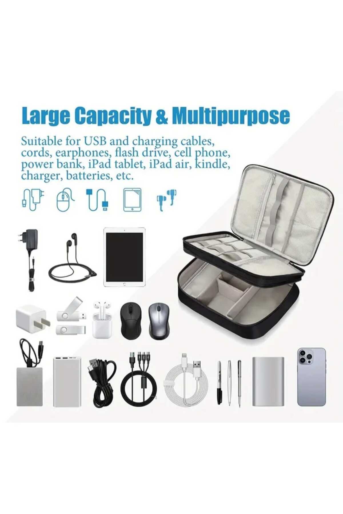 zyc-Luxury Multi-Compartment Large Size Electronic Device and Cable Organize Portable Travel Case 2
