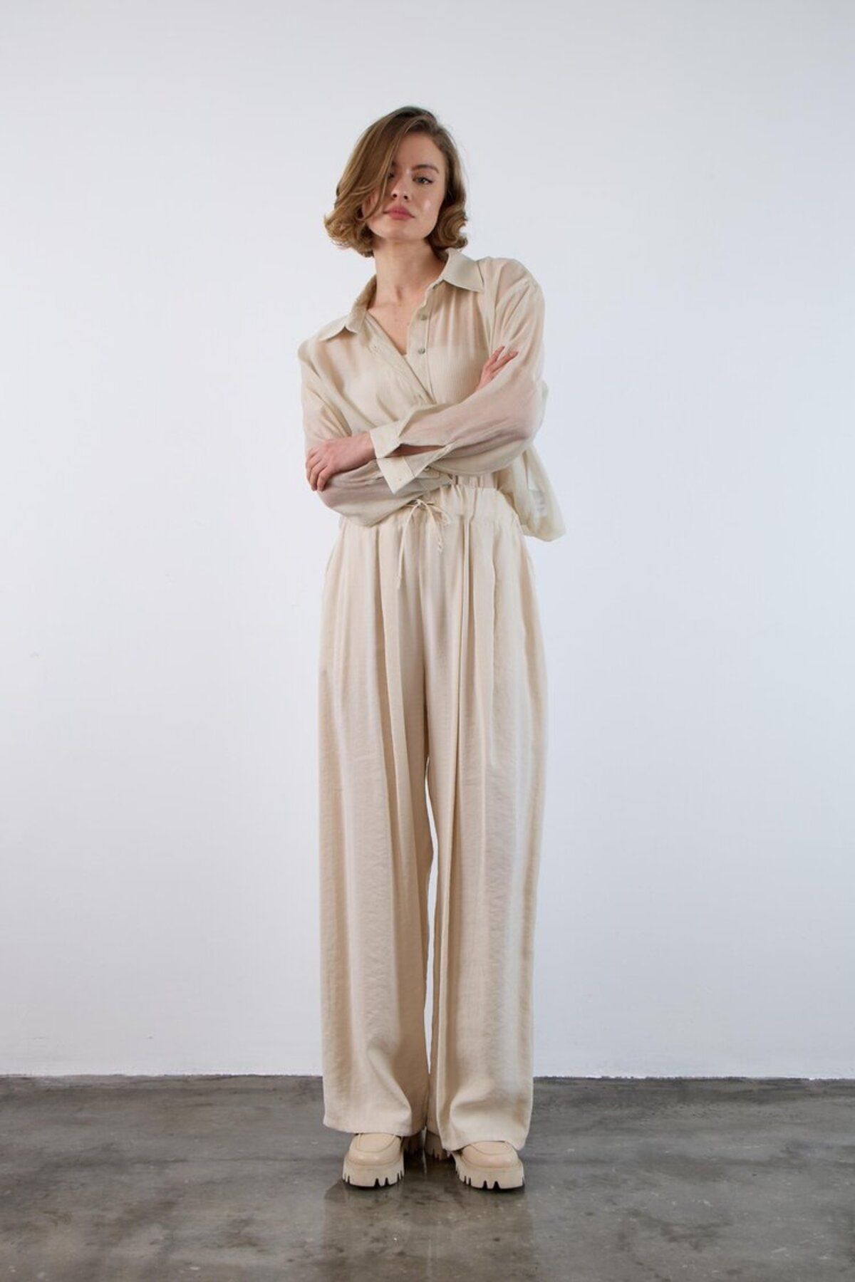 MAFE FASHION LASTİKLİ PANTOLON TAŞ