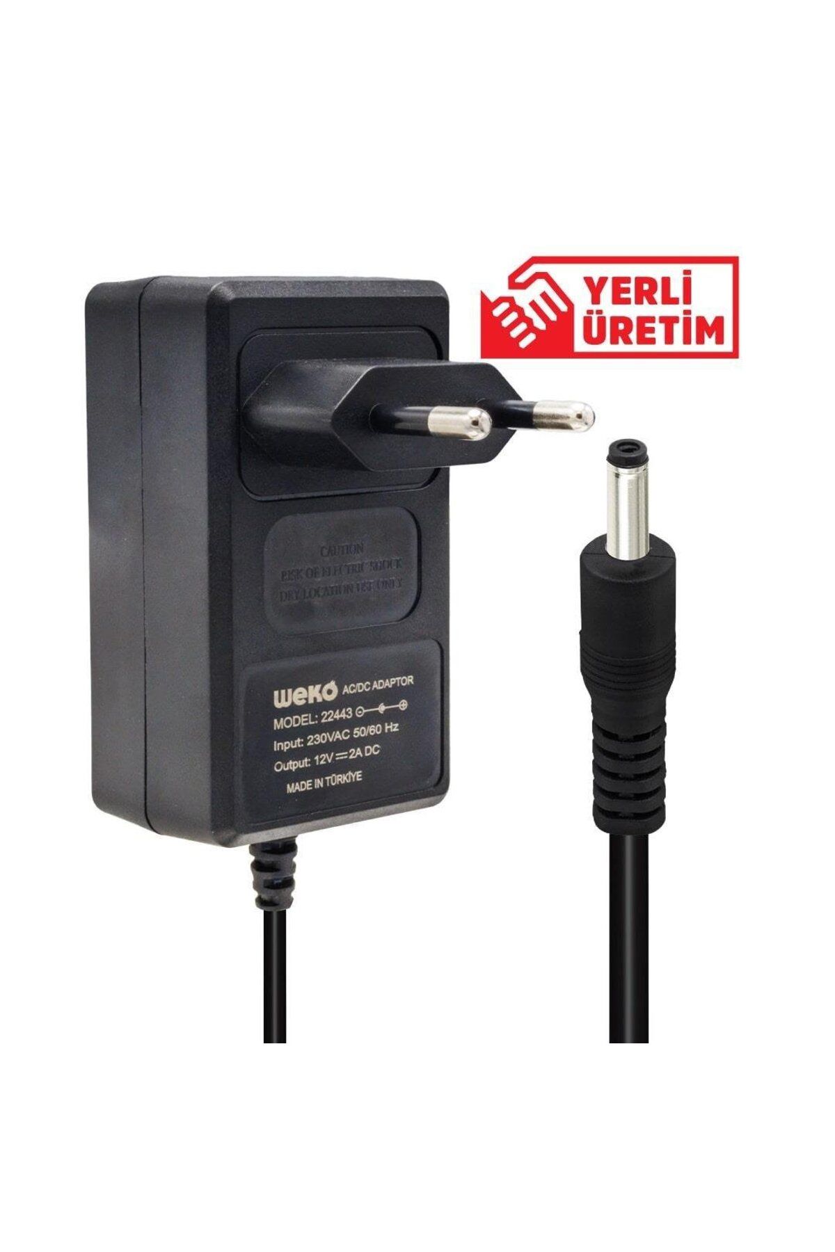 WEKO 12 Volt - 2 Amper 2.5*0.7 Uçlu Yerli Üretim Plastik Kasa Priz Tipi Adaptör