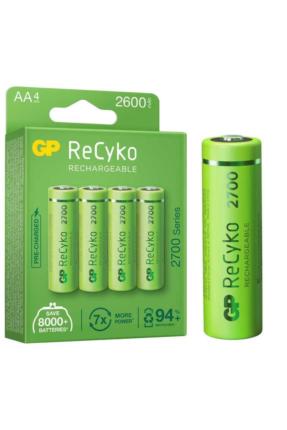 GP Recyko AA 2600 Mah Şarjlı 4'Lü Pil GP270AAHCE-2EB4 (GPRHC272E001)