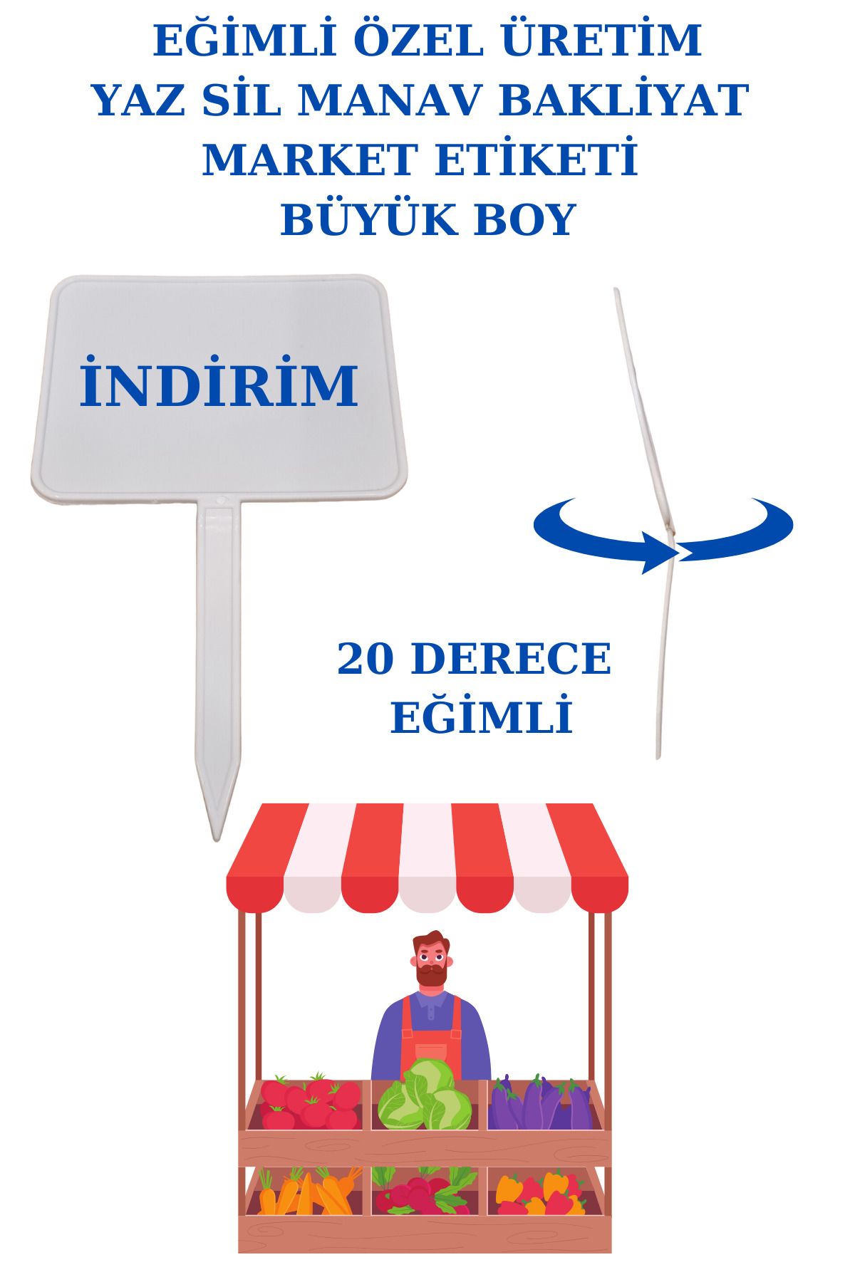 Manken İstanbul 10 Adet Açılı Büyük Boy Eğimli Yaz Sil Sapla Bakliyat Etiketliği Manav Etiketliği Pazarcı Etiketi