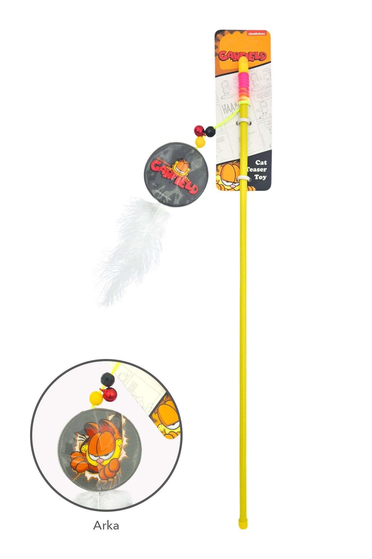 Sevpatik Tüylü Kedi Oltası Oyuncağı - Sevimli Garfield Tasarımlı 50 cm