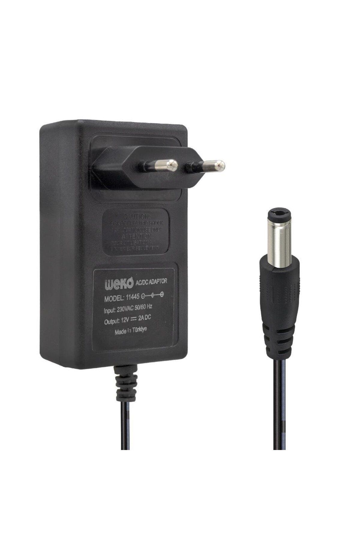 WEKO 12 Volt 2 Amper 24 Watt Plastik Kasa Priz Tipi Adaptör (5.5X2.5 Uçlu)