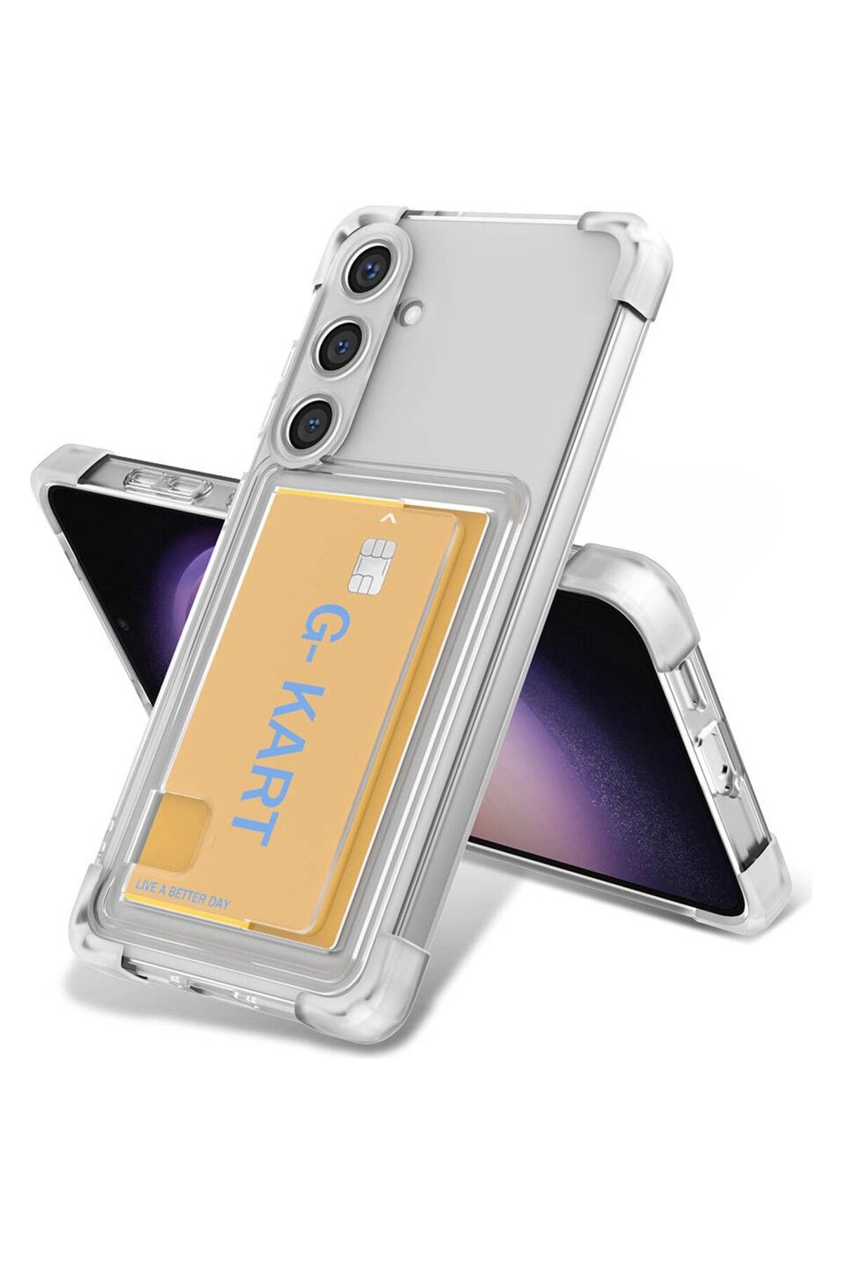 Di Aksesuar Galaxy S24 Plus Uyumlu  Kartlıklı Şeffaf