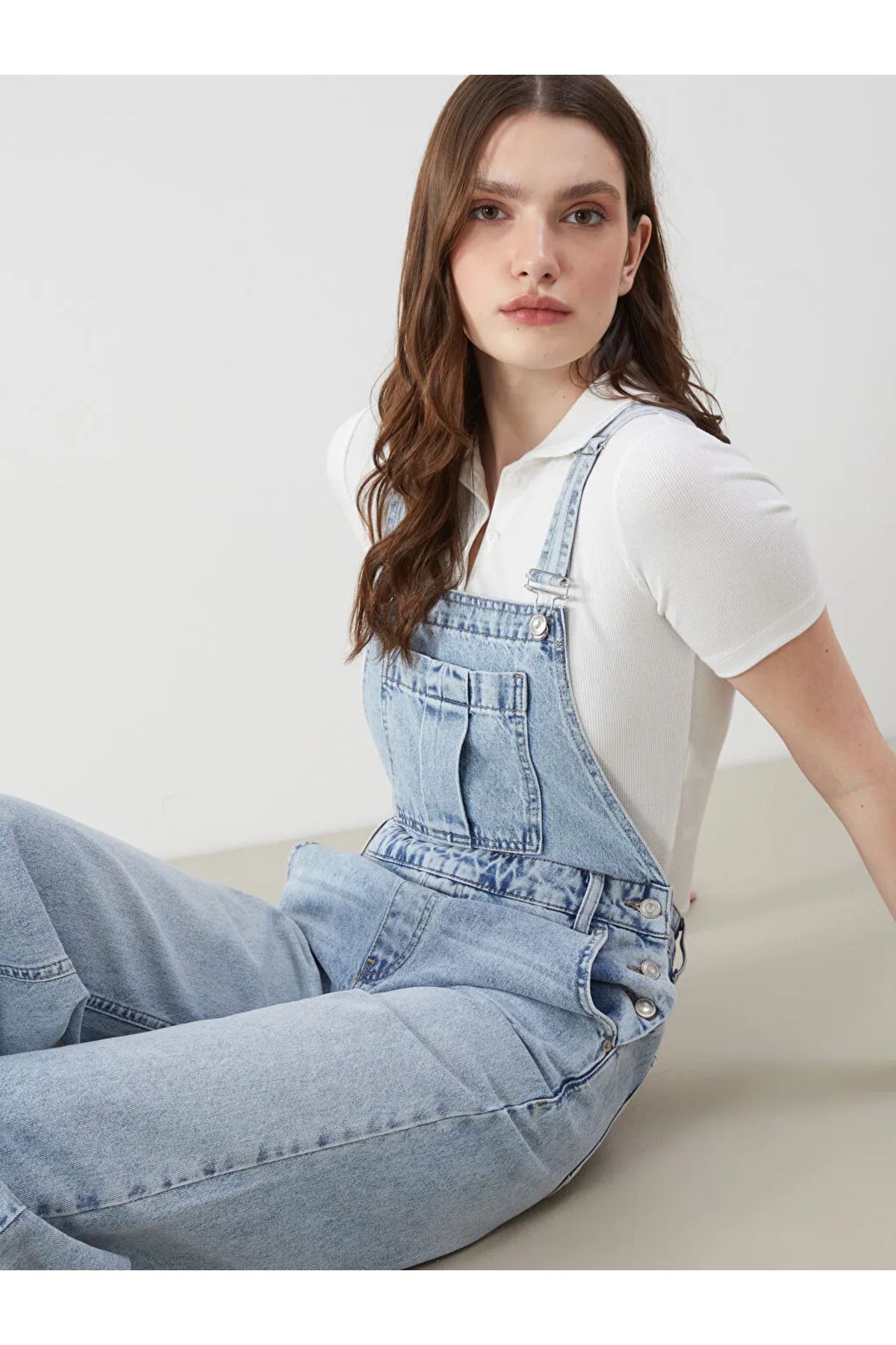 LC Waikiki LCW Vision Indigo Kare Yaka Kadın Jean Salopet