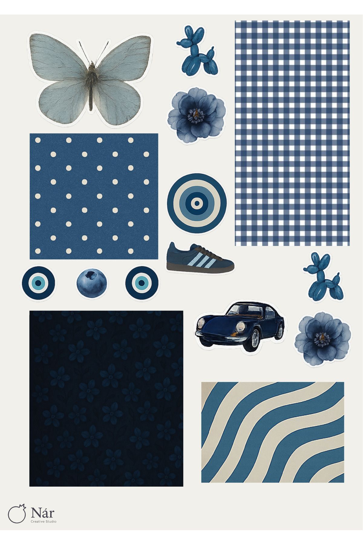 sticker Ocean Blue Craft Seti Stickerları - Scrapbook, Bulletjournal , Ajandalar için çıkartmalar - 3 Sayfa