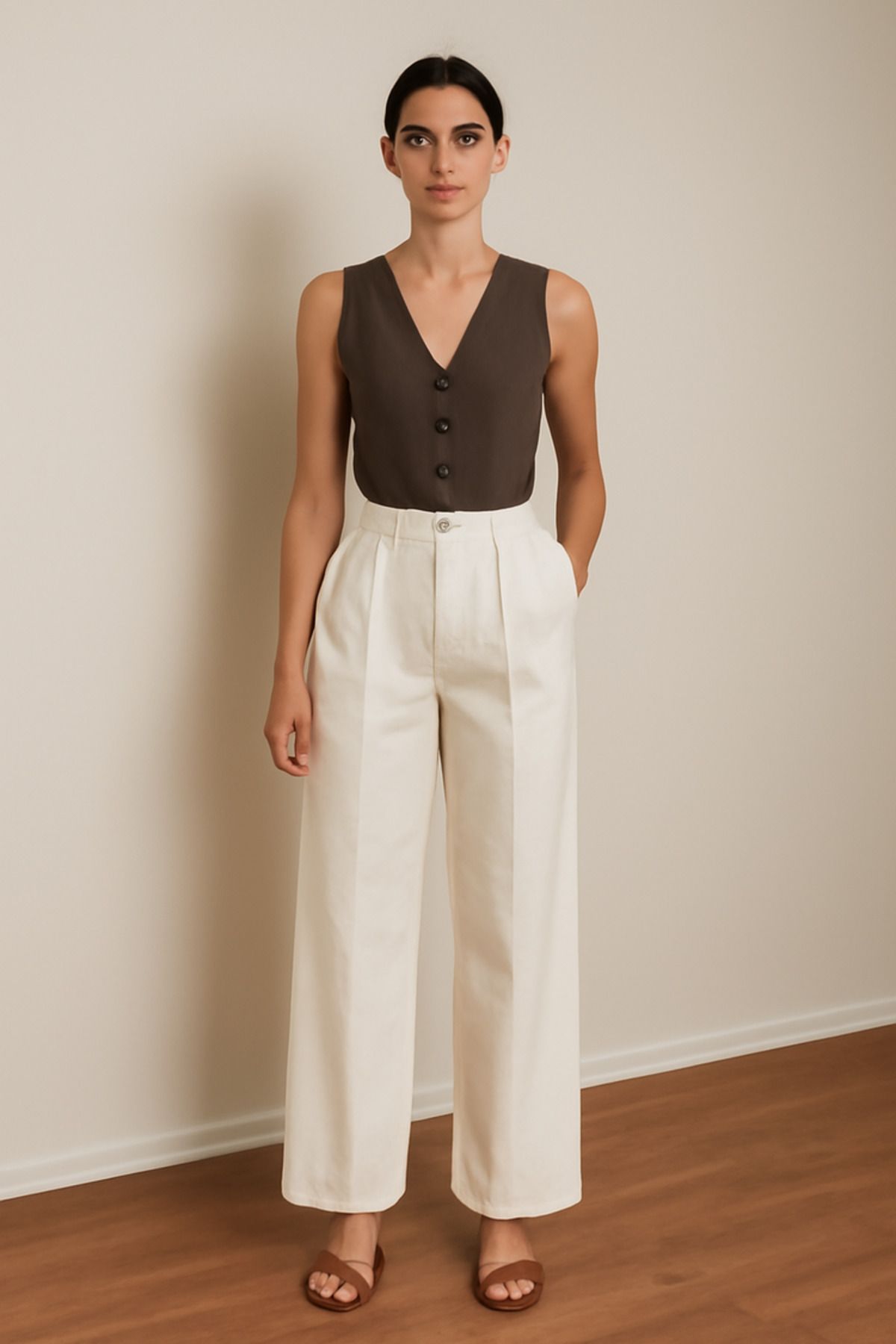 MAFE FASHION PALAZZO PANTOLON TAŞ RENGİ