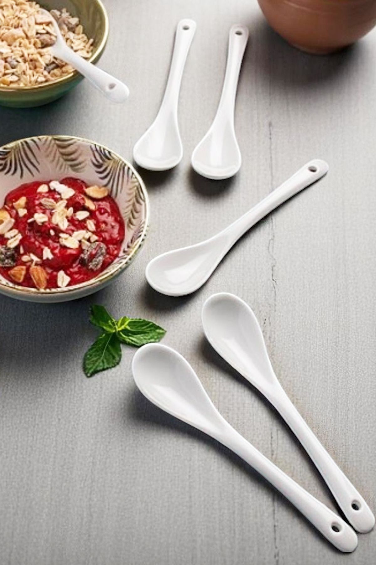 Home Sadem Porselen Küçük Baharat Servis Kaşığı 10.5 cm 6 Adet