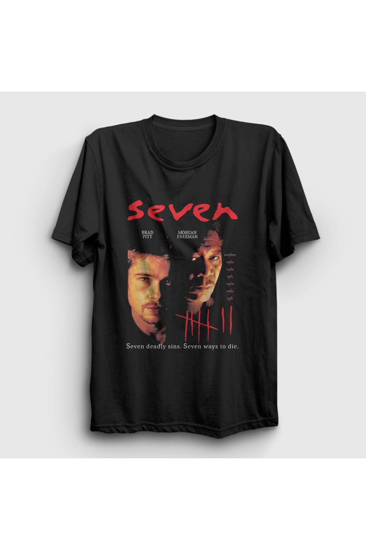 Presmono Unisex Siyah Poster Movie Seven Se7en T-Shirt 544623tt
