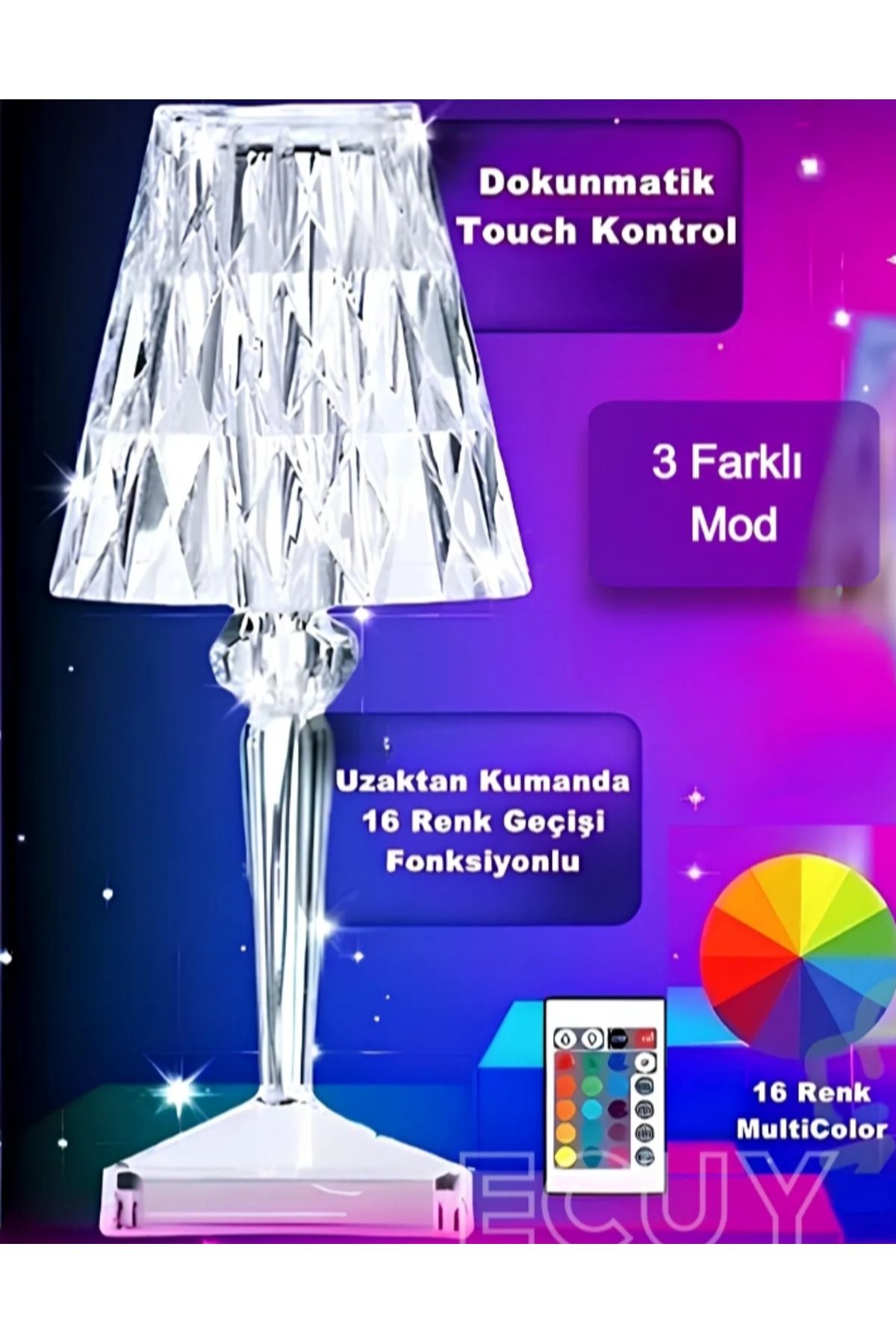 Home Dekoratif Şarjlı Kristal Masa ve Gece Lambası