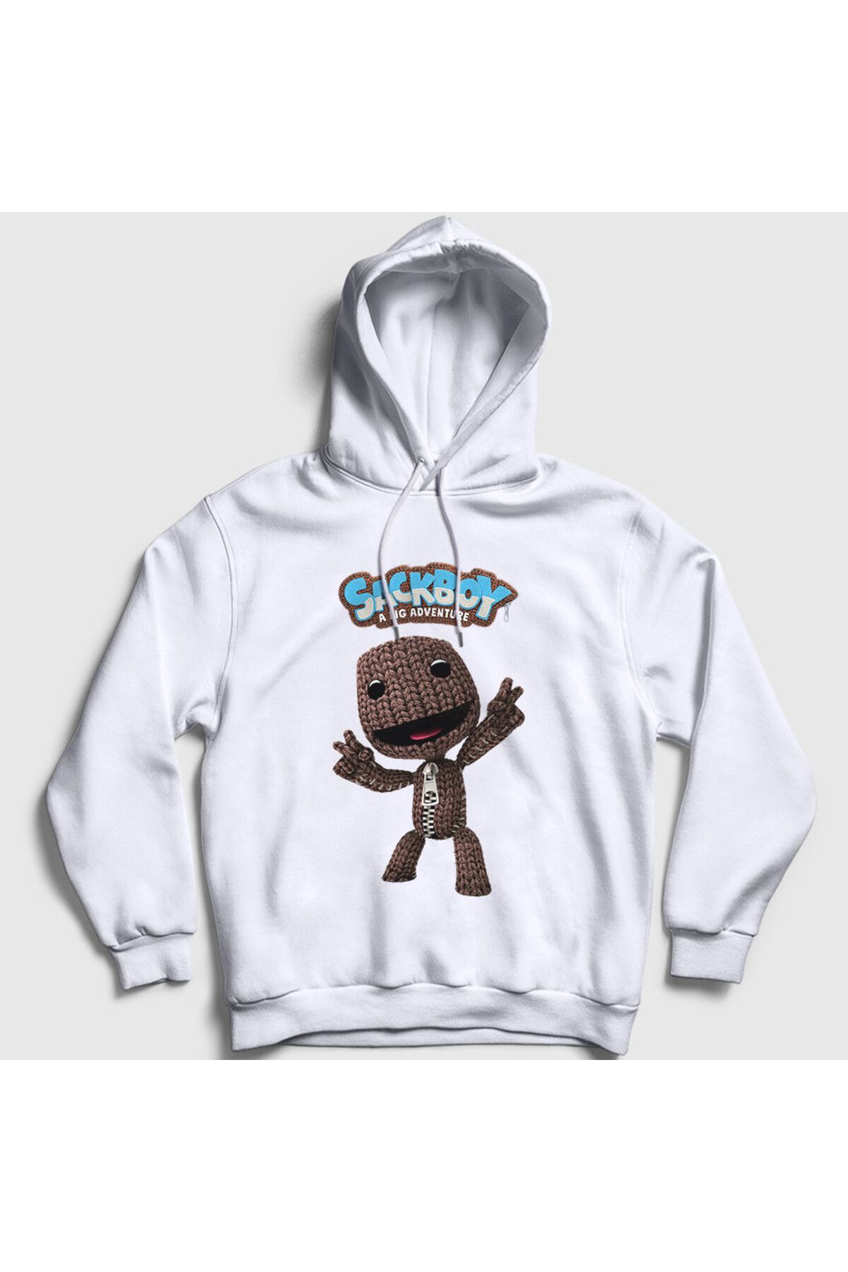 Presmono Unisex Beyaz Sign Sackboy A Big Adventure Kapüşonlu Sweatshirt 545010tt
