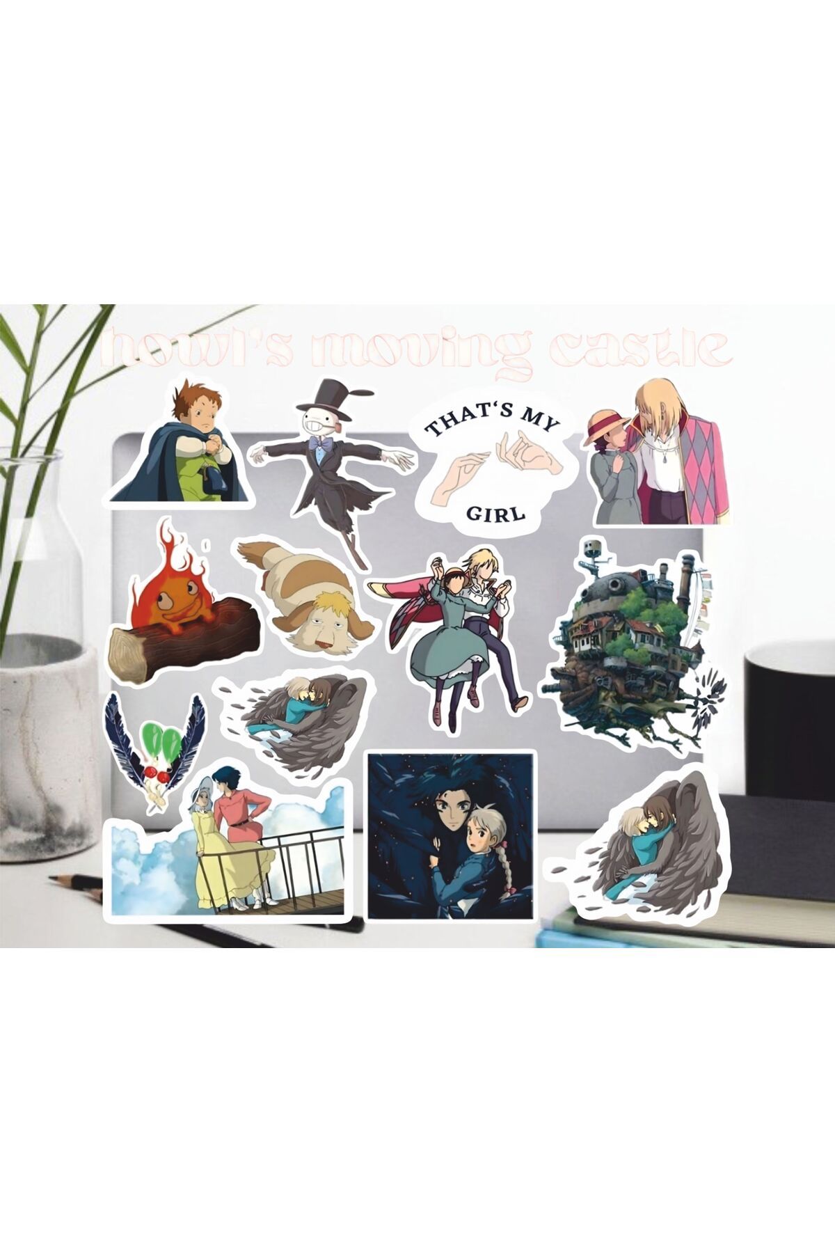 hediyenebak Howl's Moving Castle Seri 2 Sticker Seti | Laptop Ajanda PC Tablet Telefon Etiket Bullet Journal