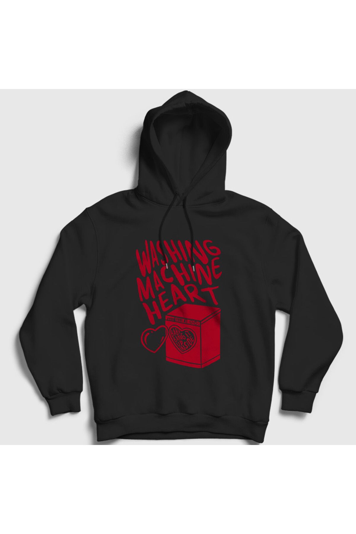 Presmono Unisex Siyah Washing Machine Heart Mitski Kapüşonlu Sweatshirt 545820tt
