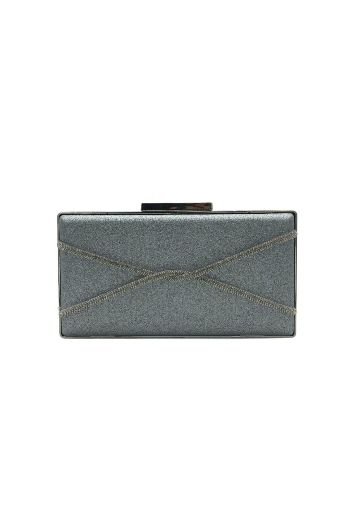 Besa Bags Gümüş Çapraz Simli Çapraz Işıltı Abiye Çanta
