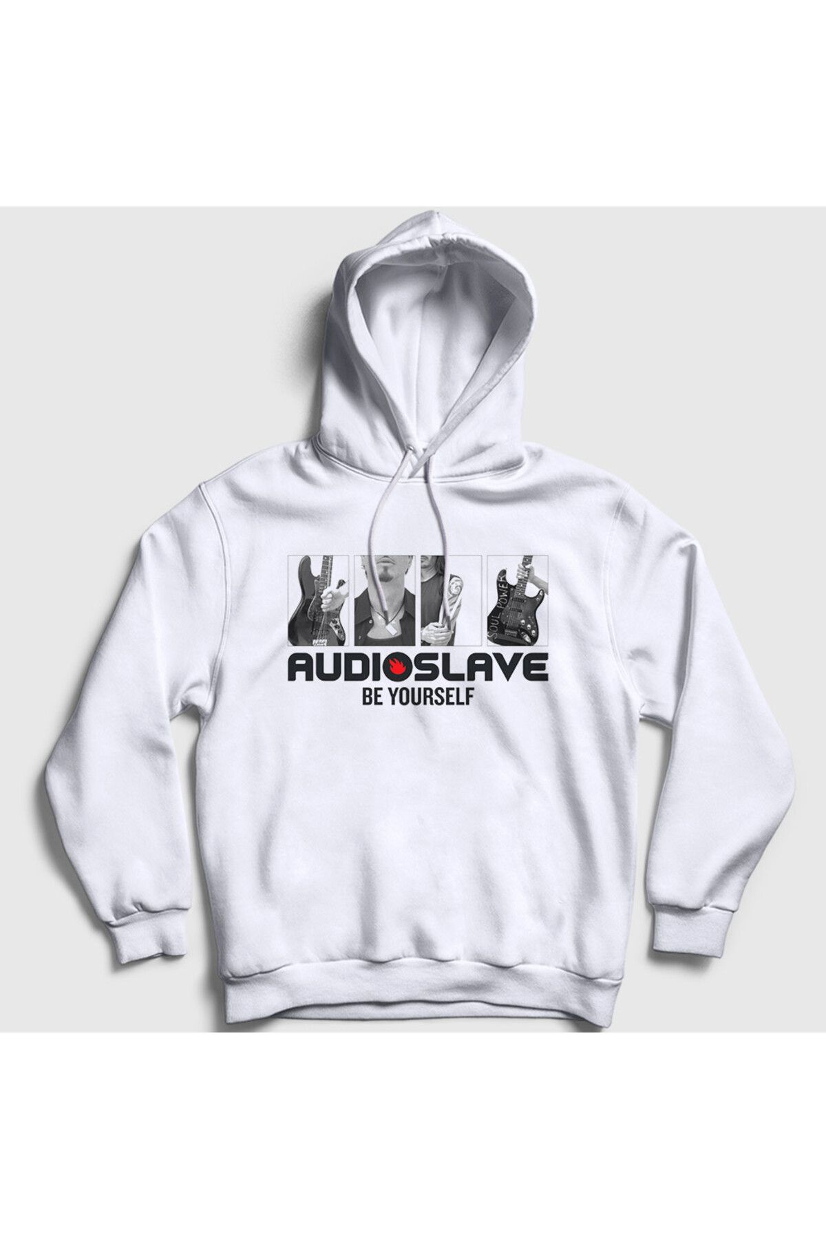 Presmono Unisex Beyaz Poster Rock Audioslave Kapüşonlu Sweatshirt 544802tt