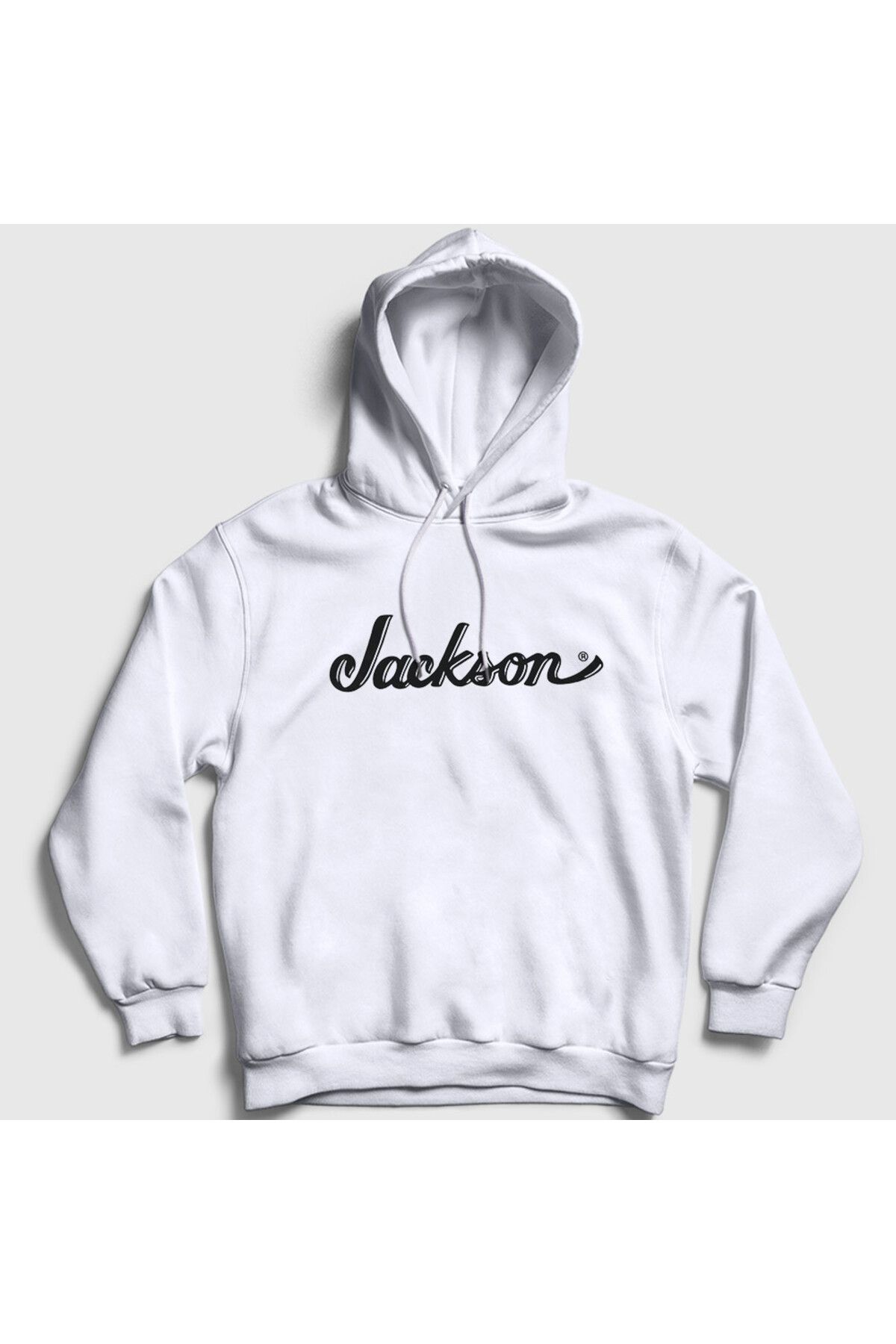 Presmono Unisex Beyaz Logo Jackson Hediye Gitar Kapüşonlu Sweatshirt 544090tt
