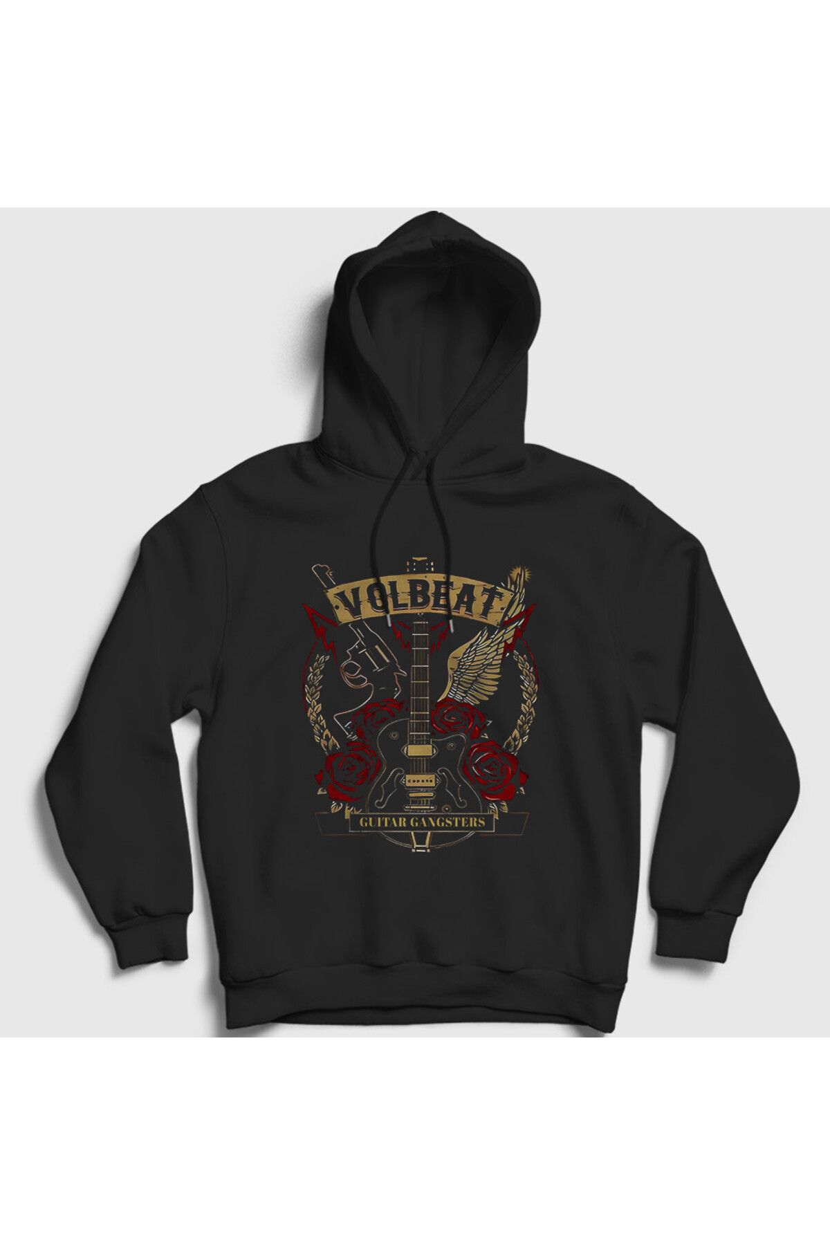 Presmono Unisex Siyah Guitar Gangsters Volbeat Kapüşonlu Sweatshirt 543027tt