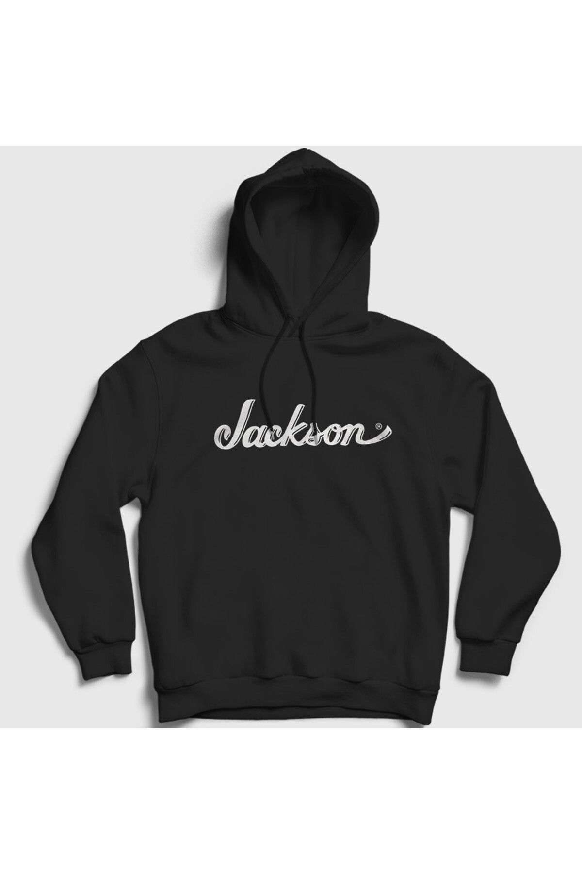 Presmono Unisex Siyah Logo Jackson Hediye Gitar Kapüşonlu Sweatshirt 544090tt