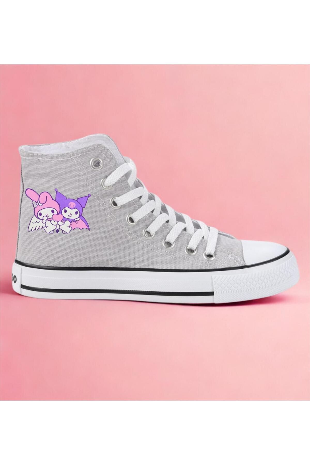 LEVENT ÖZCAN Kuromi Ve My Melody Baskılı, Gri Bilekli Spor Ayakkabı, Çocuk Sneaker