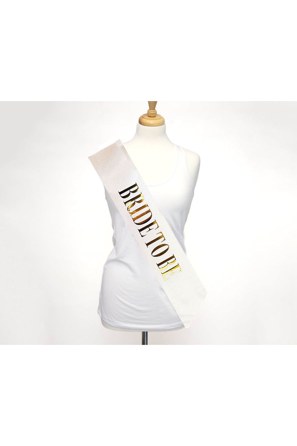 Avantaj Kapıda ® Beyaz Üzeri Altın Büyük Bride To Be Yazılı Simli Işıltılı Kuşak Kemer 10 cm Genişlik
