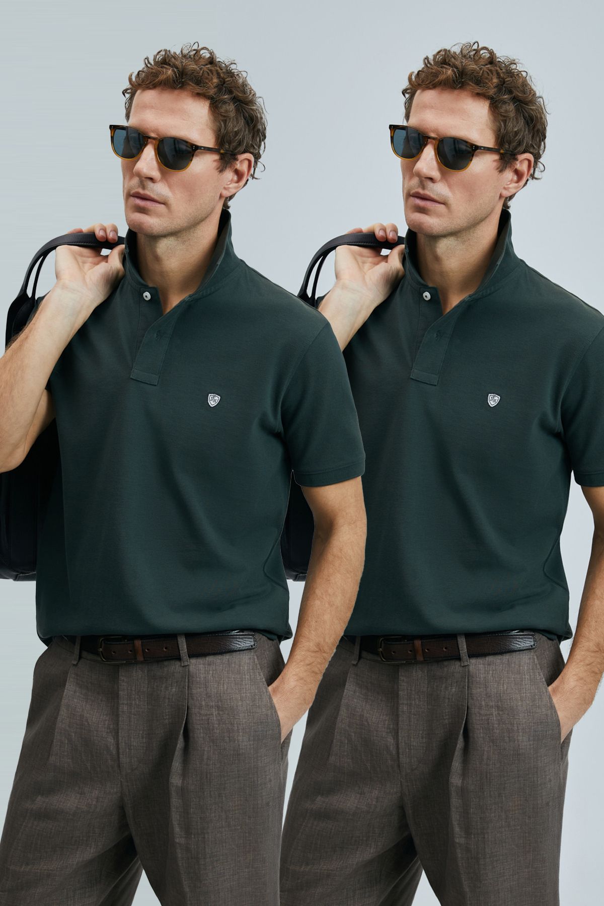 Lufian Logolu Pamuklu Comfort Fit Düğmeli Polo Yaka 2'li T Shirt Erkek T SHİRT 111040206S2