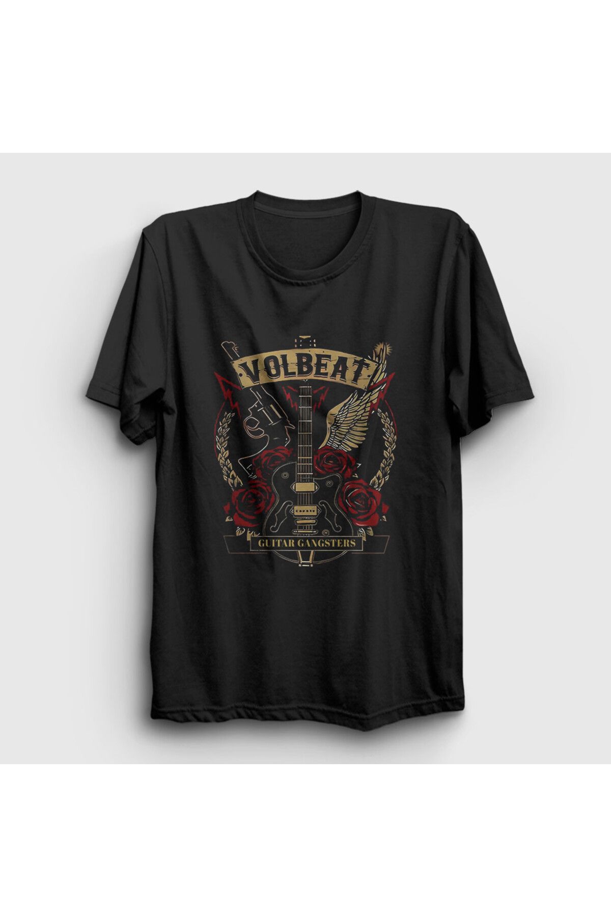 Presmono Unisex Siyah Guitar Gangsters Volbeat T-Shirt 542968tt