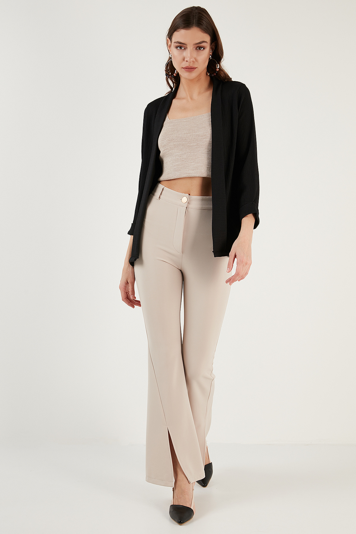 Lela-Seersucker Kimono Cardigan with Folded Collar and Sleeves Cardigan 5869014 4